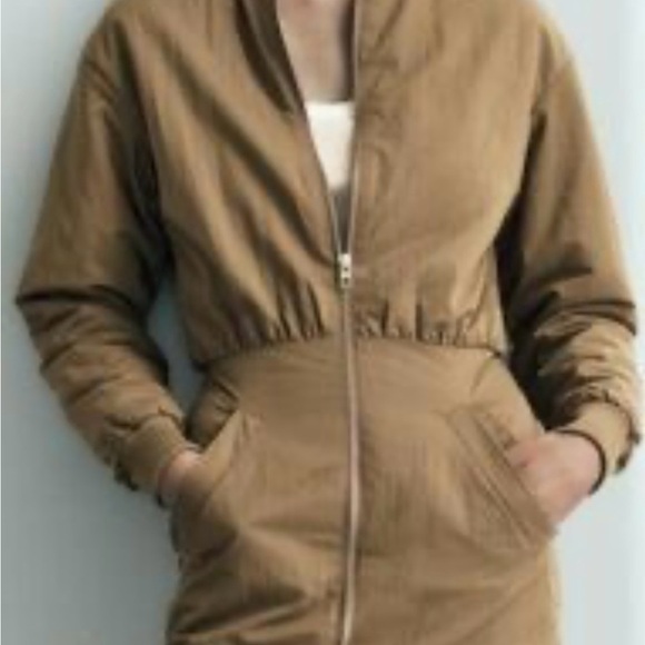 NWOT Zara Mini SHORT BOMBER DRESS,  in Olive/Tan, Small, Jacket, - Picture 3 of 15
